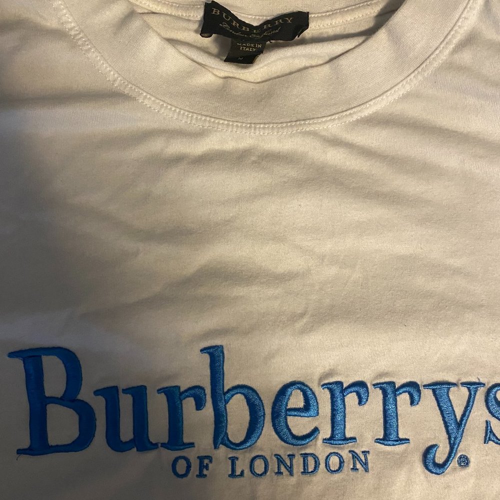 Burberry White and Blue Short Sleeve Tee